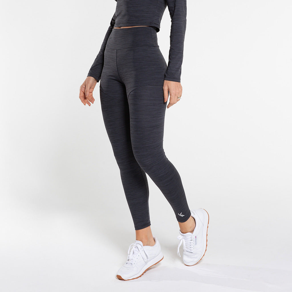 Legging Quadril Duplo Fem Preto Rajado