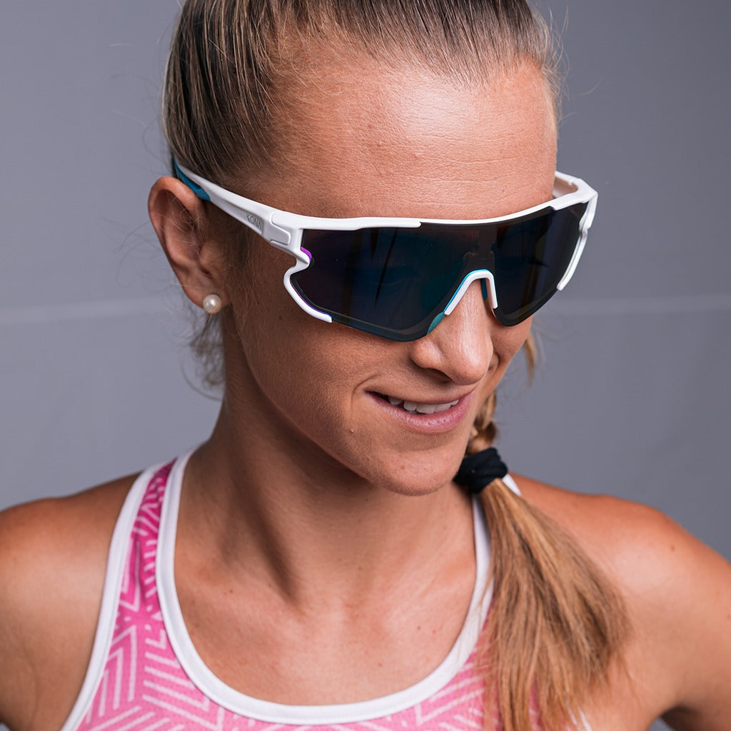 Óculos de Sol Esportivo Kona One Azul e Branco