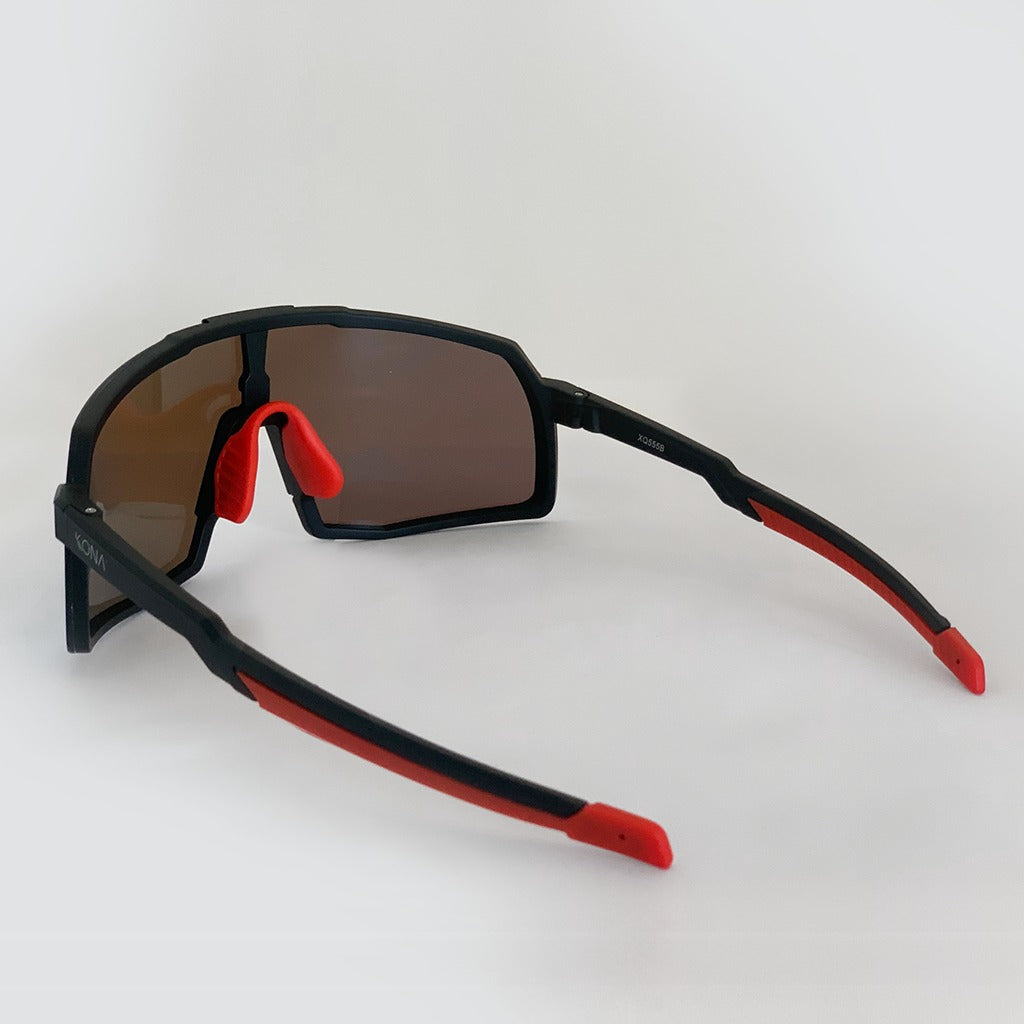Óculos de Sol Esportivo Kona Hunter Preto com Vermelho Lente Azul