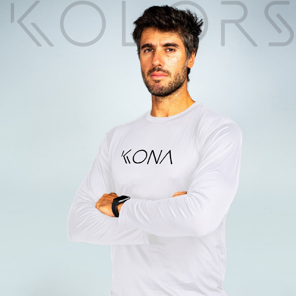 Camiseta Esportiva Masculina Manga Longa Branca Basic