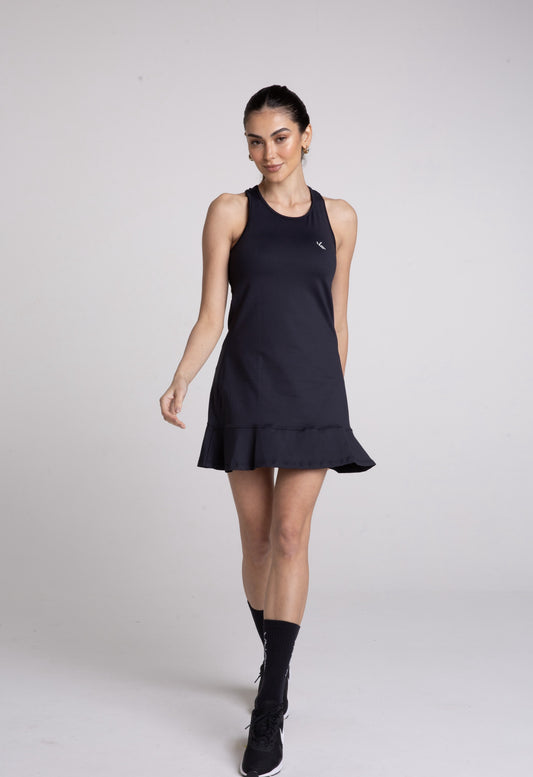 Vestido Babado Fem Preto