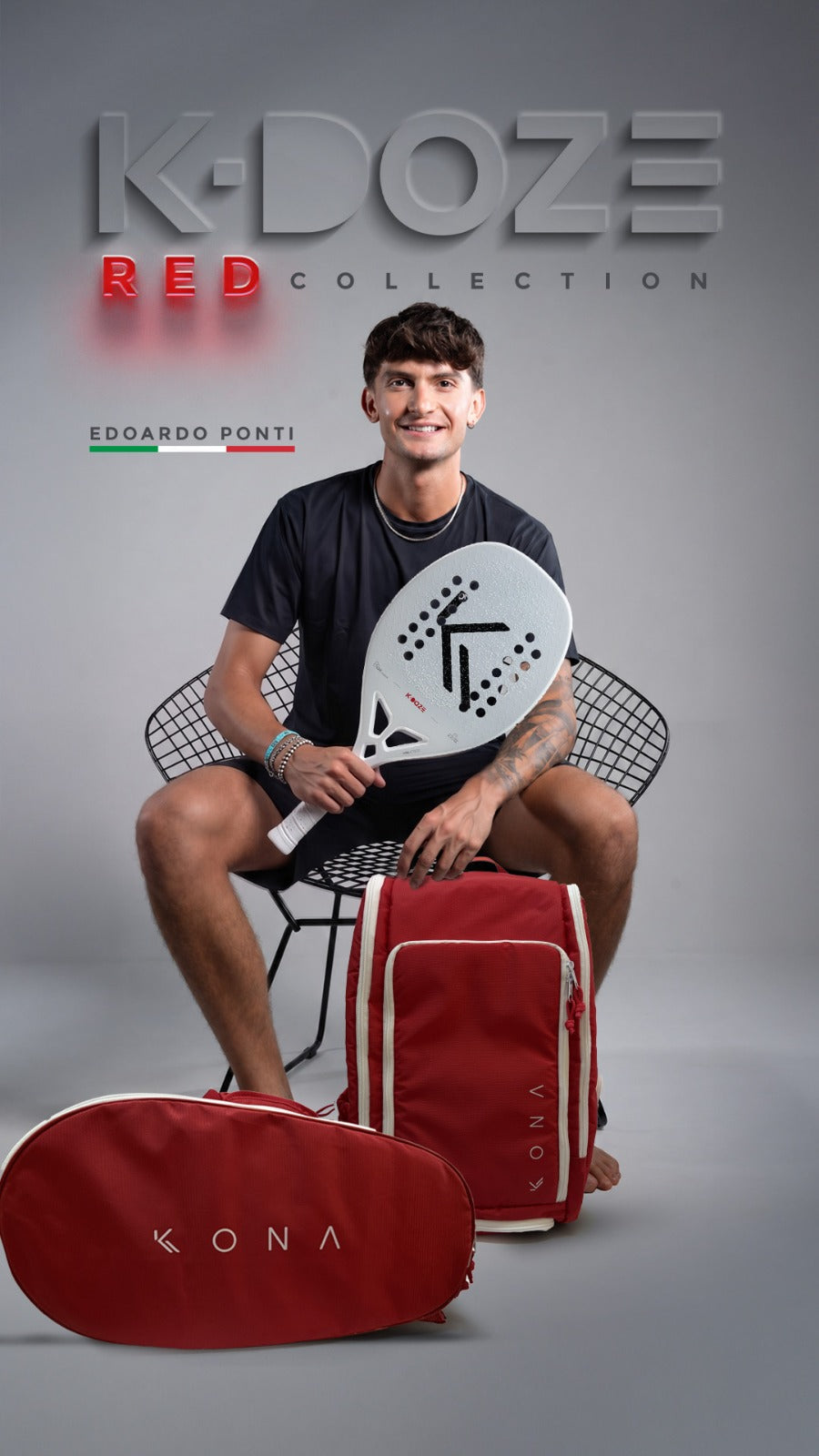 Raquete de Beach Tennis K-Doze Red 2026 – Kona Beach Tennis