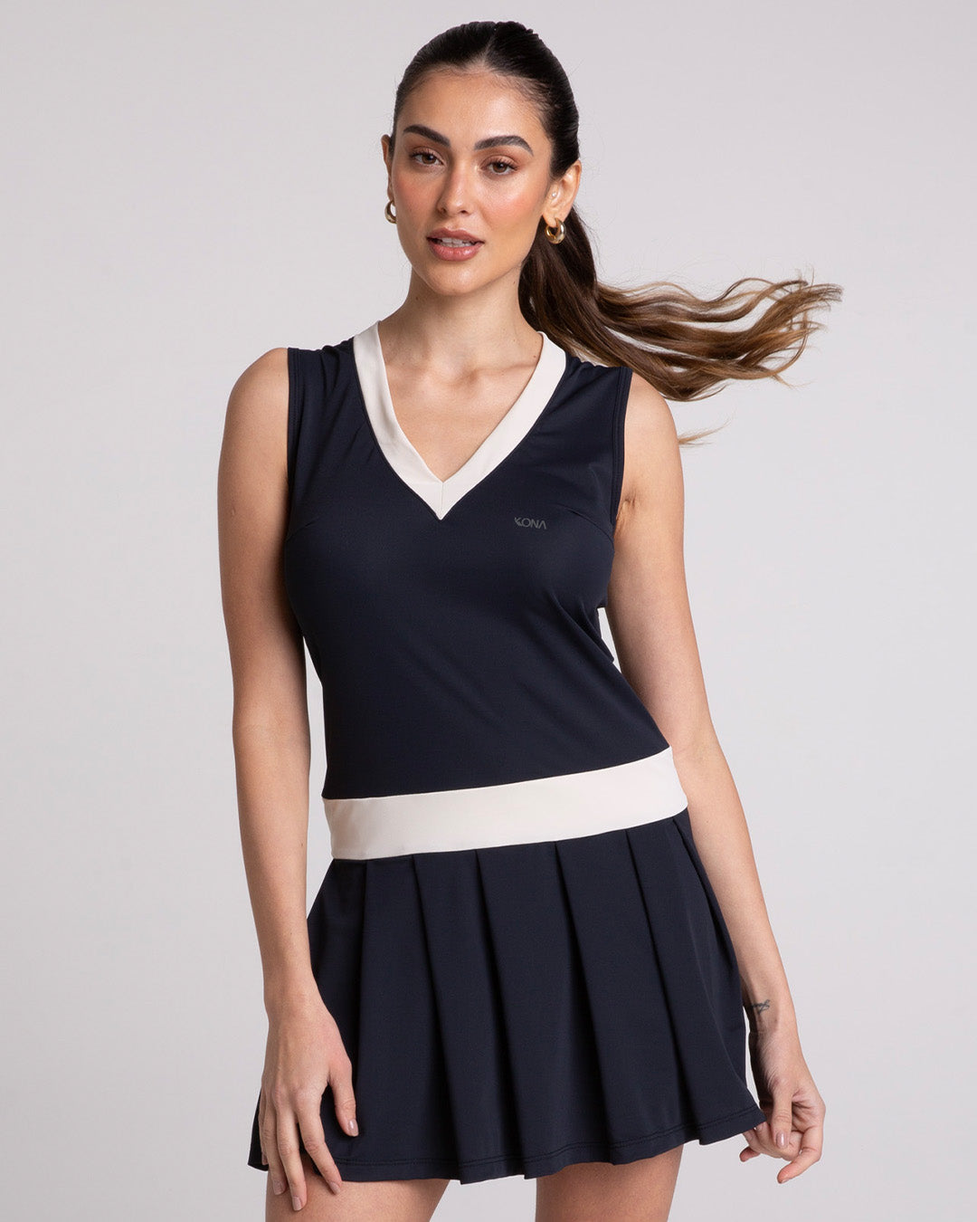 Vestido com Pregas Preto/Luna