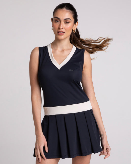 Vestido com Pregas Preto/Luna