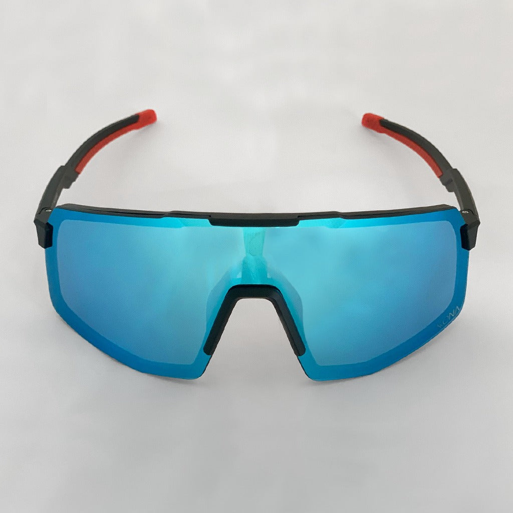 Óculos de Sol Esportivo Kona Hunter Preto com Vermelho Lente Azul